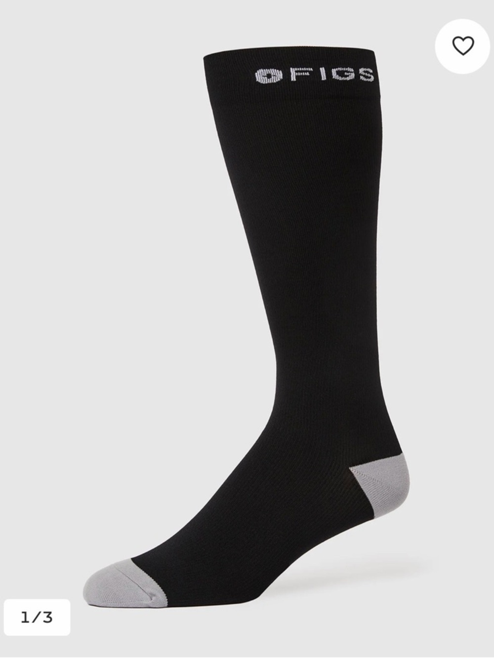 1 Pair FIGS Compression Black & Gray Plain Socks Size Small